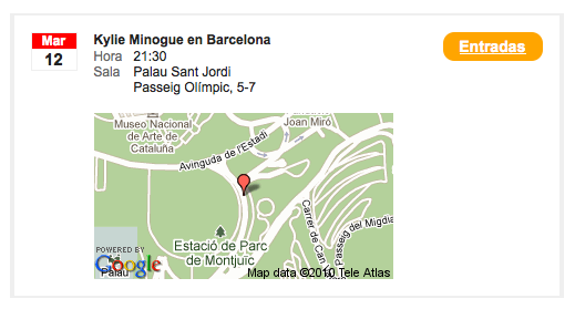 Vista previa de un concierto en tu blog, el mapa es opcional